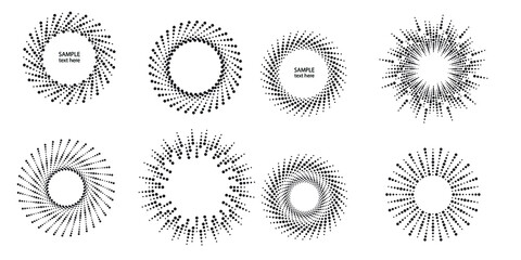 Halftone dots in circle form. round logo . vector dotted frame . design element