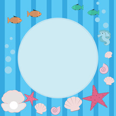 Baby frame of marine life with place for text.
