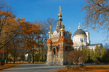 Autumn landscape in a city park. Gomel, Belarus