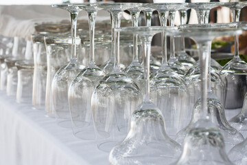 group of glass, setup for wedding.