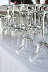 group of glass, setup for wedding.