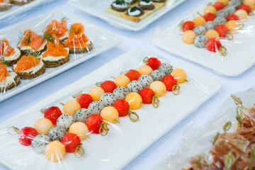 canape set up for wellcome party.