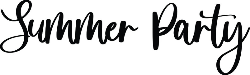 Summer Party Typography Black Color Text On White Background
