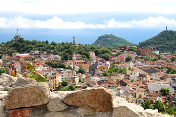 Landscape of the beautiful old part of Plovdiv town in Bulgaria, shot during spring.