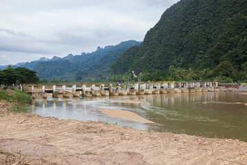 Water lift gate,small dam, Irrigation dam in Thailand.