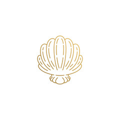 Vector icon of elegant seashell hand drawn with thin lines