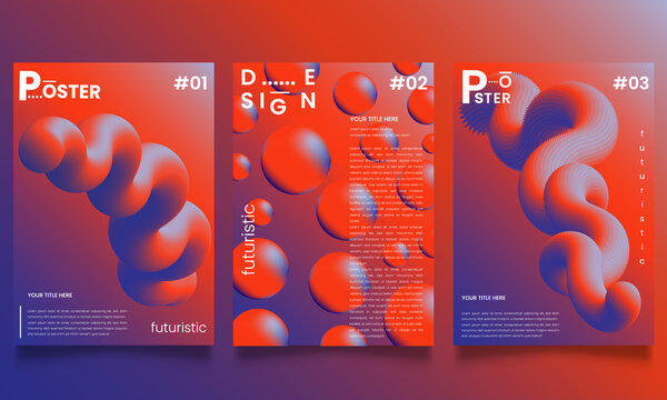 Set of abstract, trendy, gradient illustrations.Background for cover of magazine about dreams, fancy poster, modern flyer.