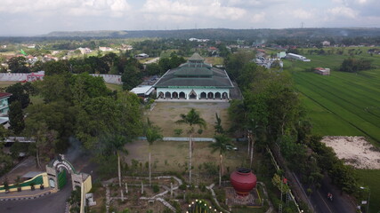 Yogyakarta, Indonesia - September 14, 2020: aerial view of Bantul Grand Mosque