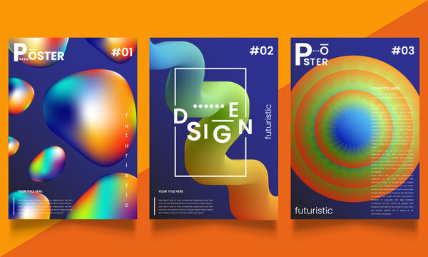 Set of abstract, trendy,futuristic gradient illustrations, backgrounds for cover of magazines about dream,future design, poster.