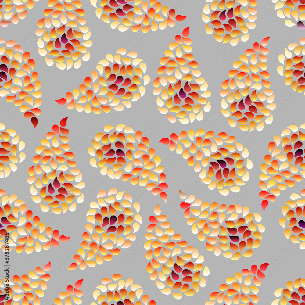 Poster paisley pattern. seamless pattern on gray background. vector image.
