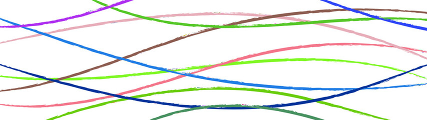 Abstract background of wavy intertwining colored lines on white