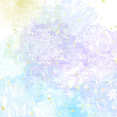 Fototapeta na wymiar 落ち着いた色合いの冬の背景イラスト　グラデーションと雪の結晶