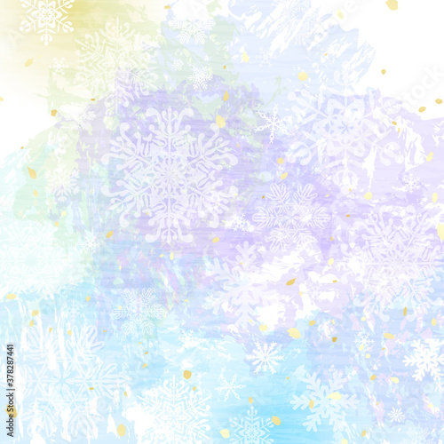 落ち着いた色合いの冬の背景イラスト グラデーションと雪の結晶 Wall Mural Umiberry