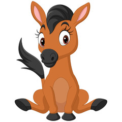 Cartoon baby horse dinosaur sitting