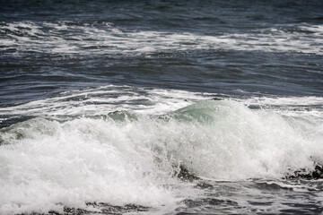 Nature background, ocean wave. Selective focus. Nobody.