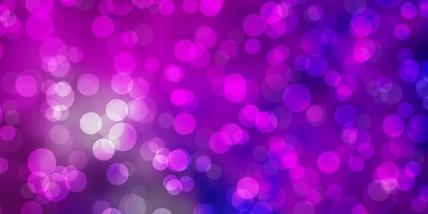 Light Pink, Blue vector layout with circle shapes. Glitter abstract illustration with colorful drops. Pattern for booklets, leaflets.