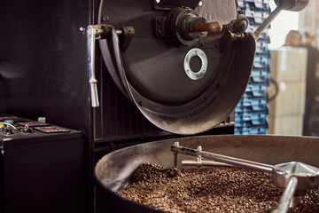 Industrial coffee roasting machine with coffee beans