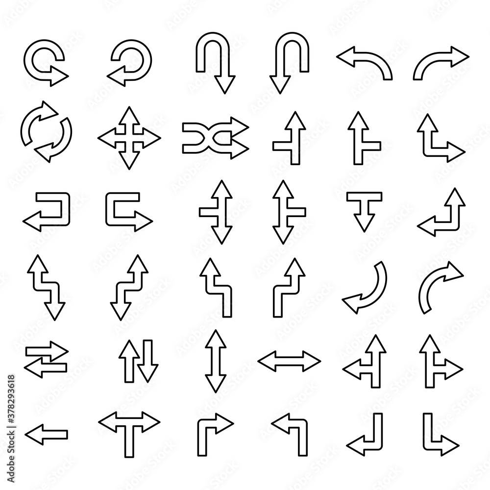 Poster icon set and symbol arrow line . design template vector
