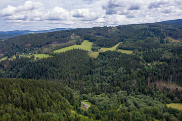 Obraz premium Bird's Eye View. Summer Scenic Landscape