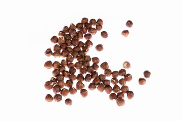 hazelnuts on white background