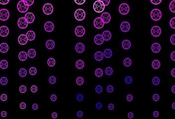 Dark Purple vector background with occult symbols.