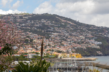 Typical terrace architecture on the steep slopes of Funchal on the Madeira island. Portugal