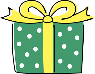 手書き風ドット模様のクリスマスプレゼント(正面)