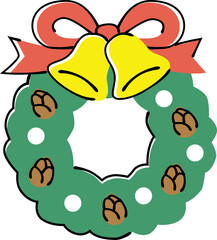 手書き風ベルがついたクリスマスリース