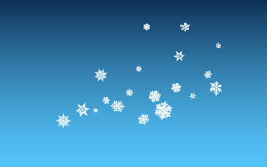 White Snowfall Panoramic Vector Blue Background. 