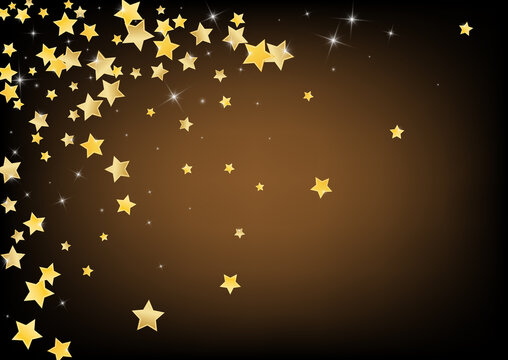 Yellow Abstract Stars Vector Brown Background. 