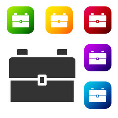 Black School backpack icon isolated on white background. Set icons in color square buttons. Vector Illustration.