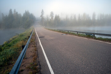 a foggy road scenery, Imatra Finland