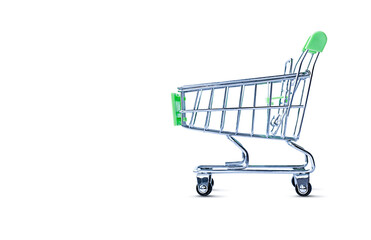 shopping trolley on isolated white background