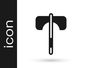 Black Medieval axe icon isolated on white background. Battle axe, executioner axe. Medieval weapon. Vector.