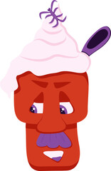 Orange pumpkin juice with foam and spider decoration. Flat vector illustration of Crazy Halloween drink.