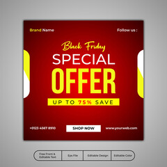 Black friday mega sale social media post and instagram post template design
