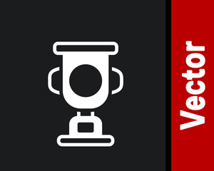White Award cup icon isolated on black background. Winner trophy symbol. Championship or competition trophy. Sports achievement sign. Vector.