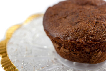 cocoa cupcake in glass plate