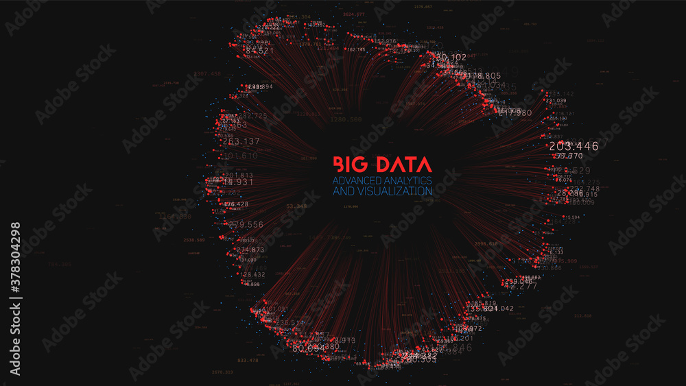 Poster vector abstract colorful big data cloud. information visualization. social network, financial analys