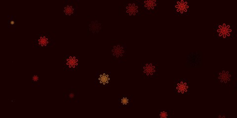 Light Orange vector doodle texture with flowers.