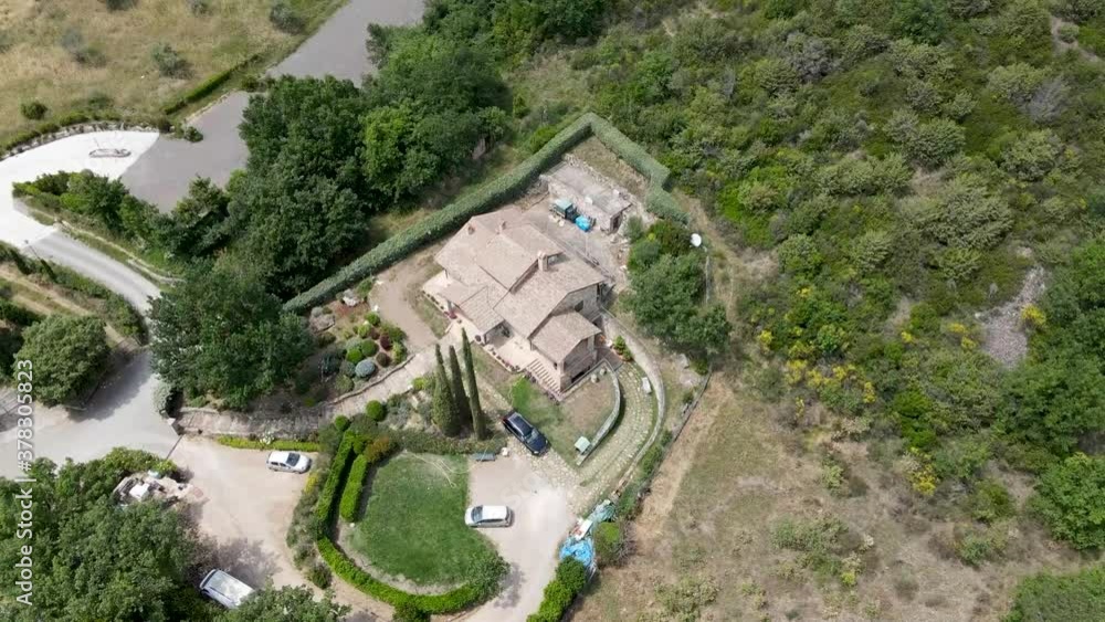 Wall mural Agriturismo in Orcia Valley, Tuscany. Circular aerial view