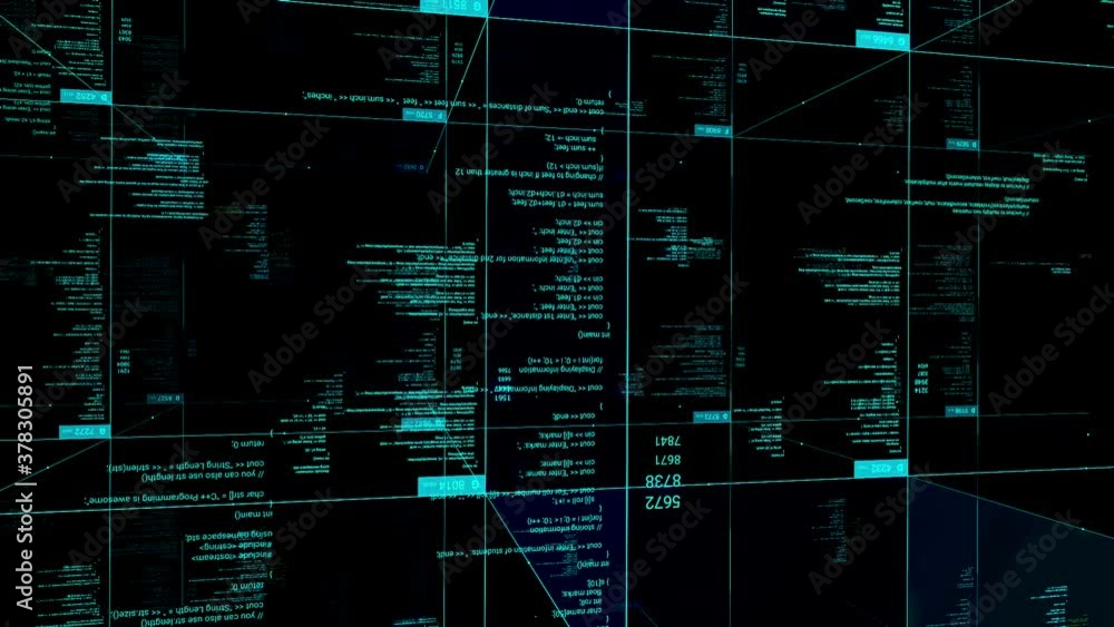 Wall mural abstract financial data processing and statistics recording on black background, seamless loop. anim