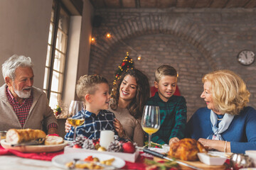 Family gathered for Christmas dinner