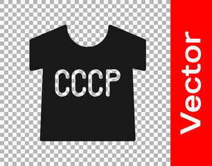 Black USSR t-shirt icon isolated on transparent background. Vector.