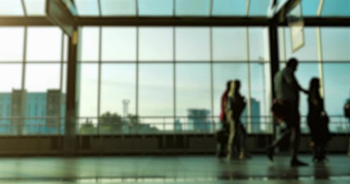 Cinema 4K Reverse Time Slow Motion Anonymous people walk, lead the way