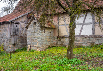 old farmhouse at autumn time