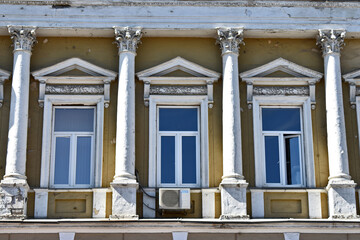 the facade of an old stone house