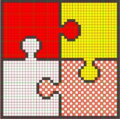  puzzle piece.Pixelated pattern, a pattern for knitting and embroidery.