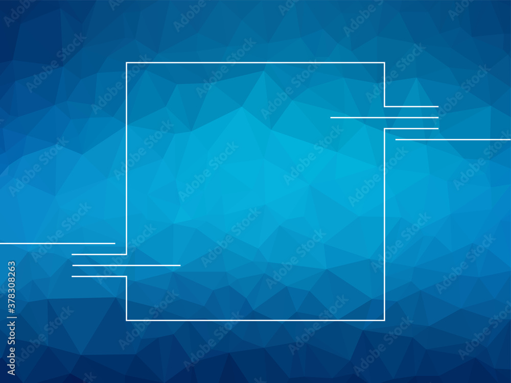 Poster polygonal blue vector background with white frame for text - vector template for backdrop of banner,