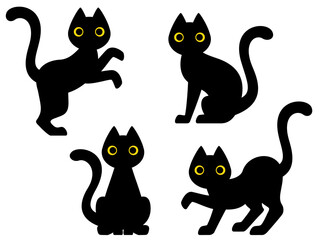 Fototapeta na wymiar 黒猫のイラストセット